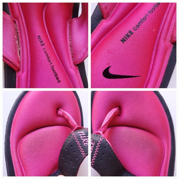 Nike Comfort Footbed Flip Flops Womens 7 Hot Pink Black Thong Sandals Athletic - Picture 8 of 9
